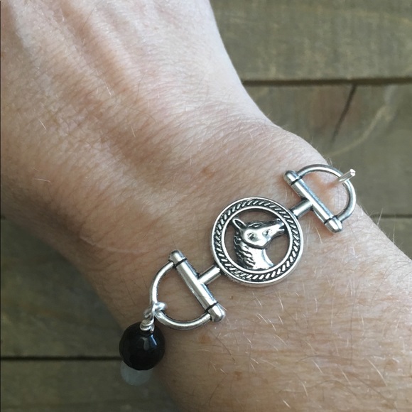 Horse Gemstone Bangle Bracelet - Picture 2 of 4